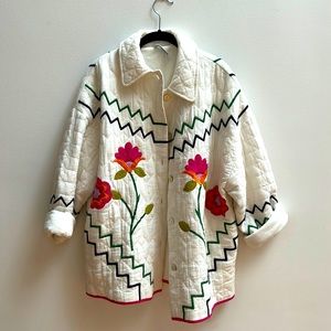 Embroidered floral lightweight coat
